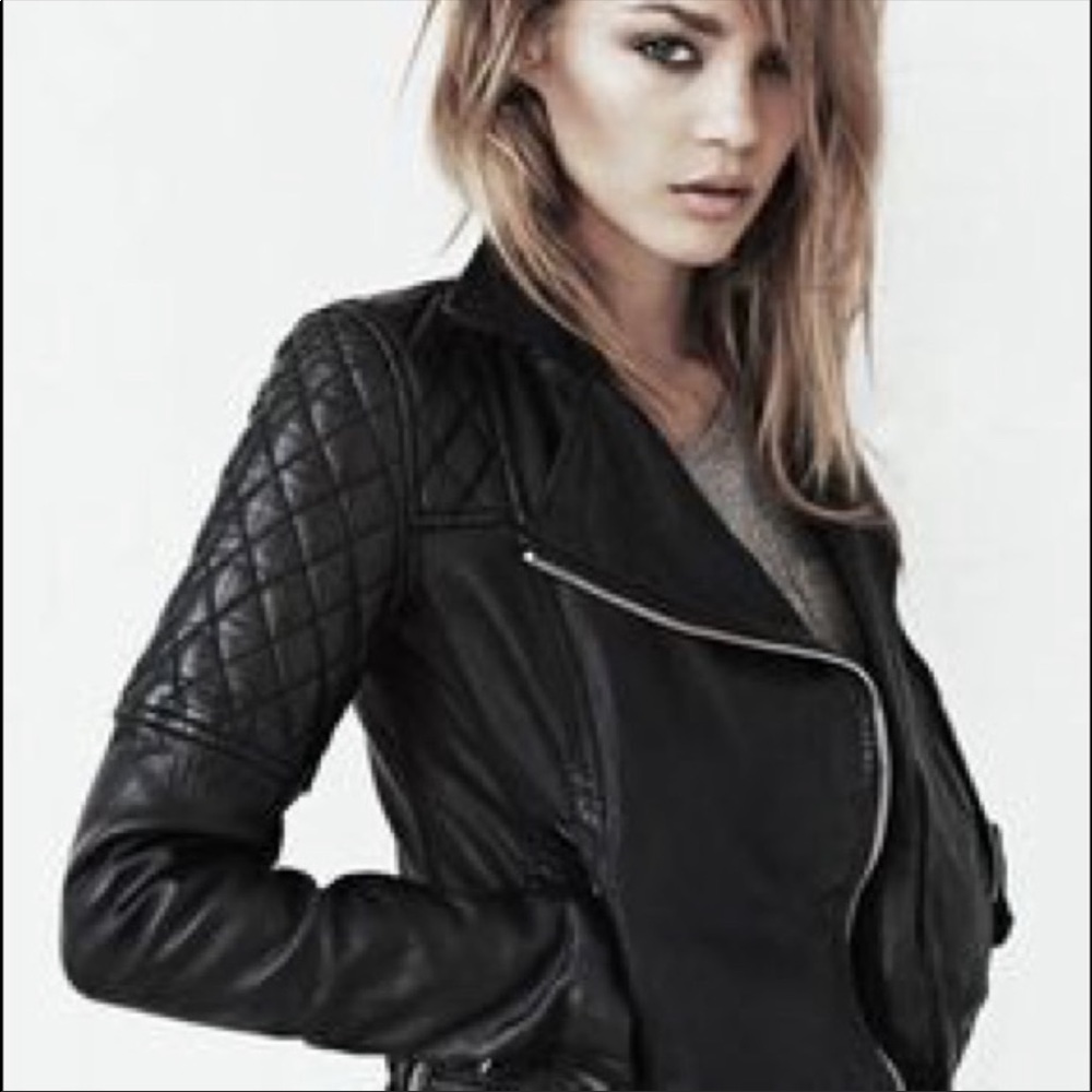 AllSaints Walker Black Leather Jacket, sz 4